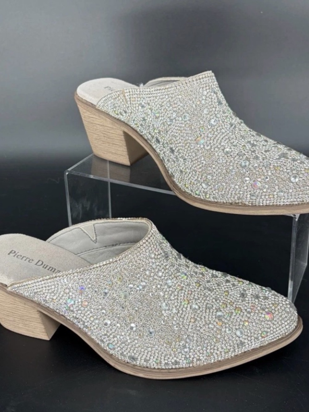 Pierre Dumas Sparkling Silver Rhinestone Mule Clogs
